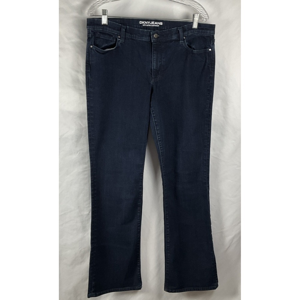 DKNY Women's Size 4:City Ultra Slim Boot Cut Jeans Dark Wash Stretch 5 Pocket